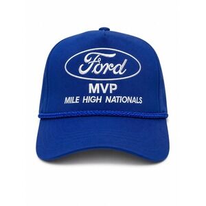 Vintage Ford Mile High Nationals MVP Trucker Hat Blue Snapback Racing Cap NHRA